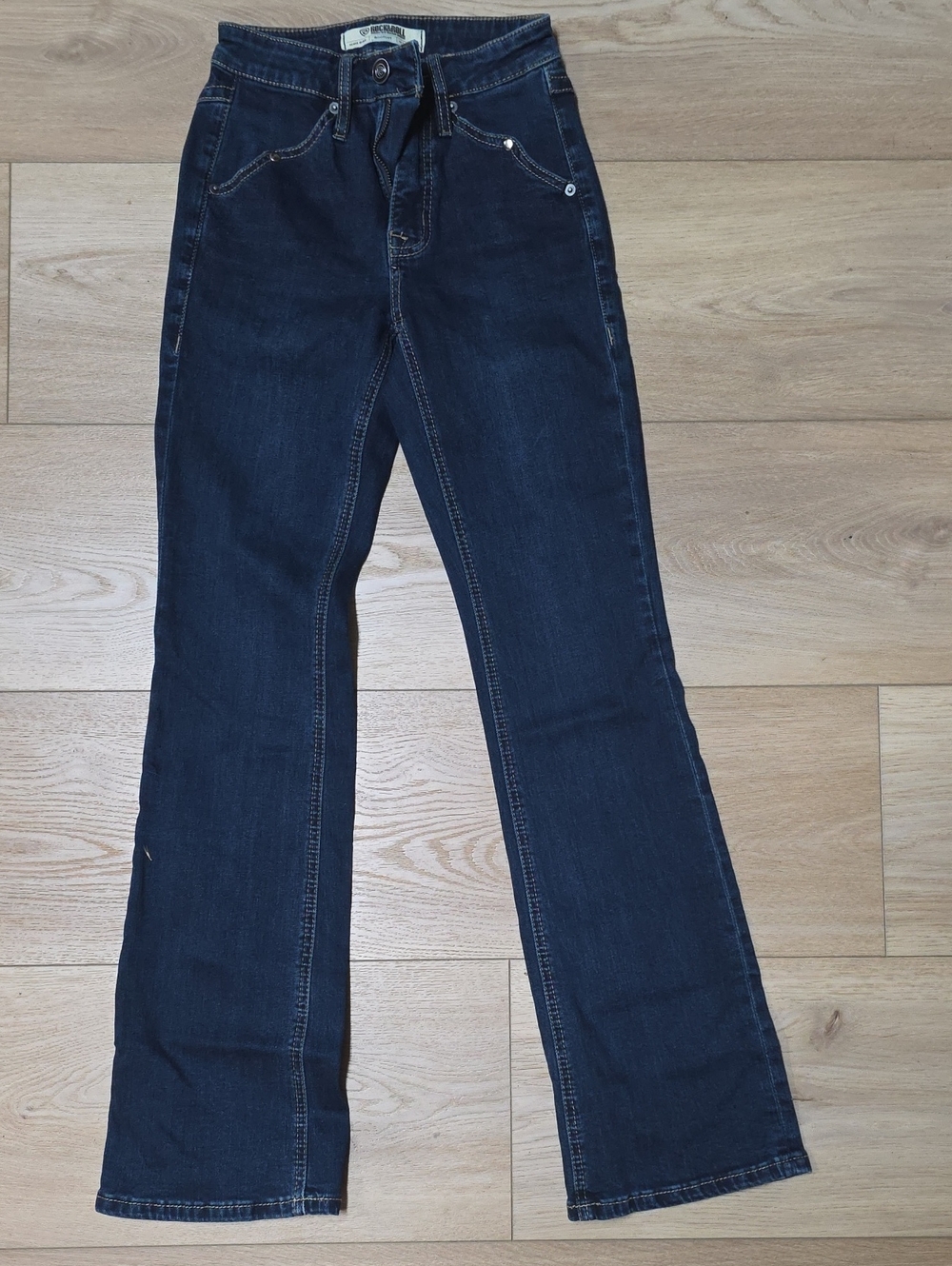 Rock&Roll Women's Dark Blue Jeans - Flared Leg Sz 24x32